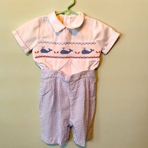 Carriage Boutiques 18 Month Smocked Whale & Seersucker Outfit